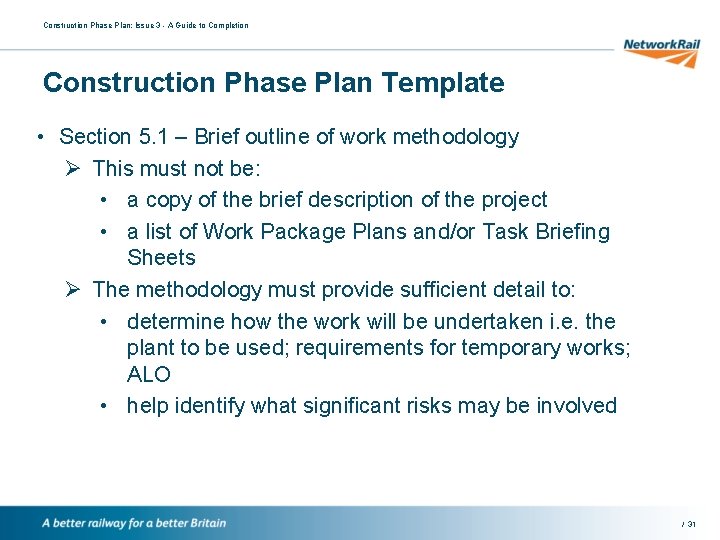 Construction Phase Plan: Issue 3 - A Guide to Completion Construction Phase Plan Template