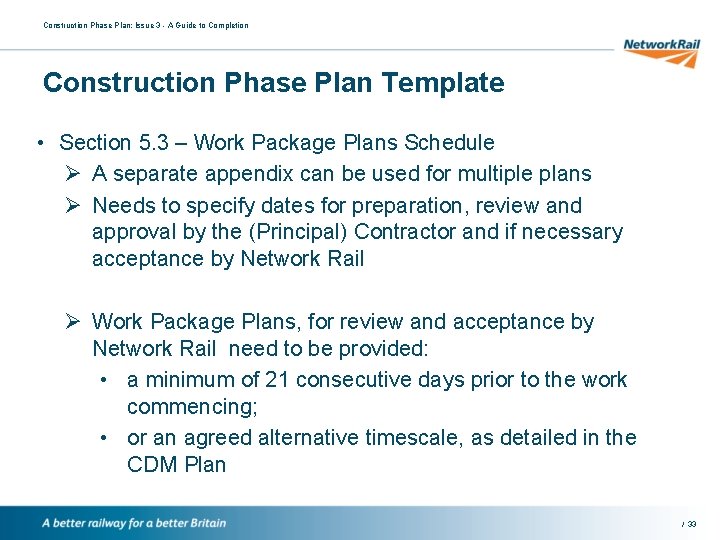 Construction Phase Plan: Issue 3 - A Guide to Completion Construction Phase Plan Template