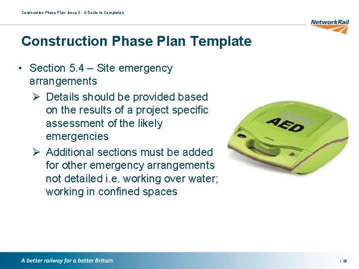 Construction Phase Plan: Issue 3 - A Guide to Completion Construction Phase Plan Template