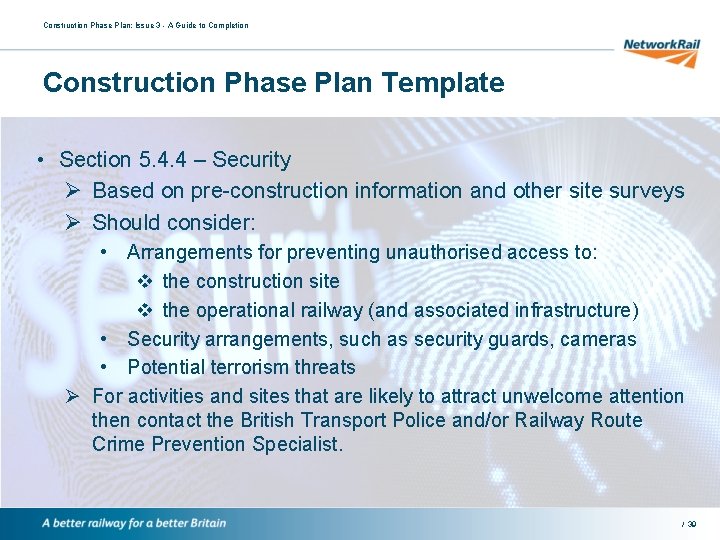 Construction Phase Plan: Issue 3 - A Guide to Completion Construction Phase Plan Template