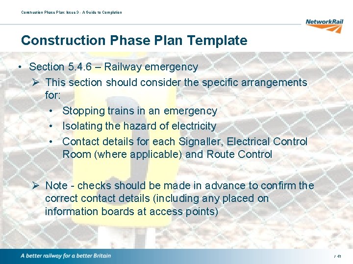 Construction Phase Plan: Issue 3 - A Guide to Completion Construction Phase Plan Template