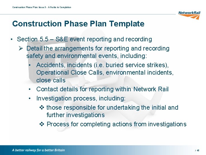 Construction Phase Plan: Issue 3 - A Guide to Completion Construction Phase Plan Template