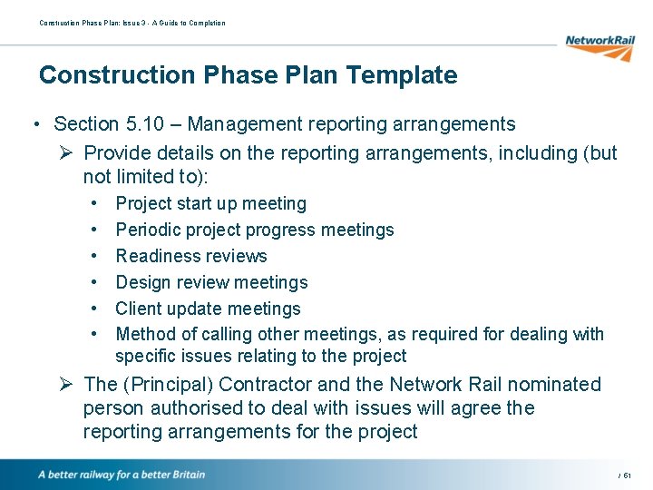 Construction Phase Plan: Issue 3 - A Guide to Completion Construction Phase Plan Template