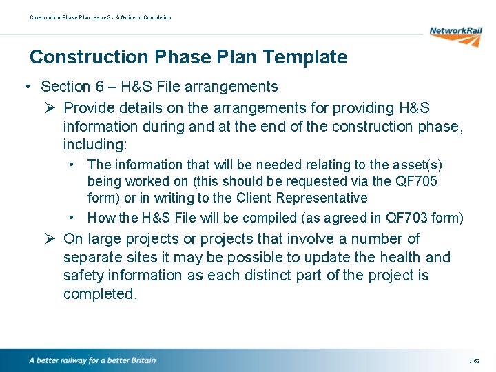 Construction Phase Plan: Issue 3 - A Guide to Completion Construction Phase Plan Template