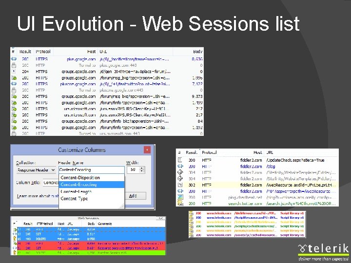 UI Evolution - Web Sessions list 