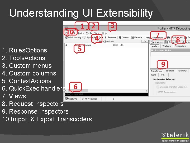 Understanding UI Extensibility 1. Rules. Options 2. Tools. Actions 3. Custom menus 4. Custom