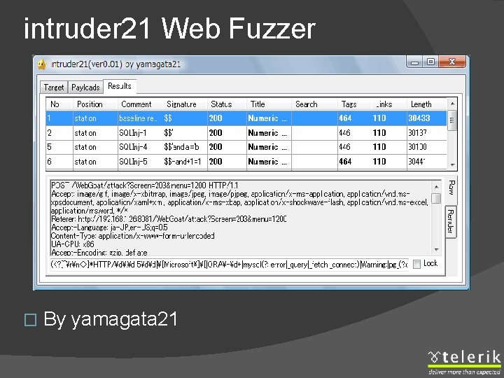 intruder 21 Web Fuzzer � By yamagata 21 