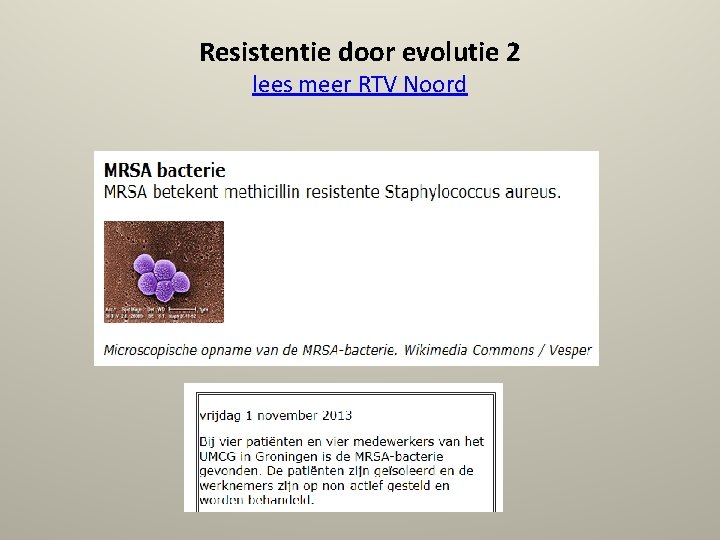 Resistentie door evolutie 2 lees meer RTV Noord 