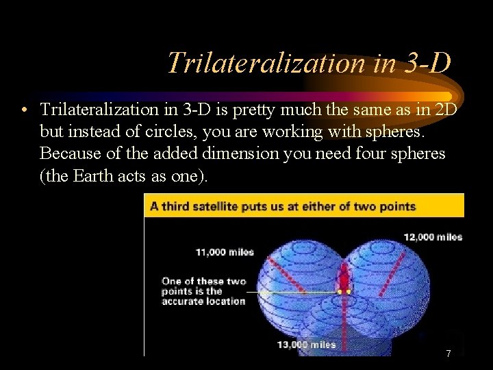 Trilateralization in 3 -D • Trilateralization in 3 -D is pretty much the same