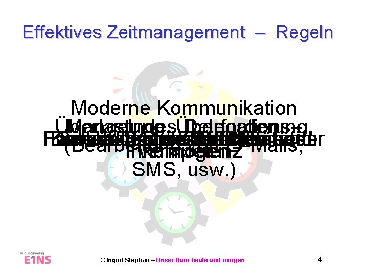 Effektives Zeitmanagement – Regeln Moderne Kommunikation Überlastung, MangelndesÜberforderung, Delegations– Faule Die Keine Schalten häufigsten