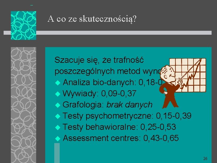 A co ze skutecznością? Szacuje się, że trafność poszczególnych metod wynosi: u Analiza bio-danych: