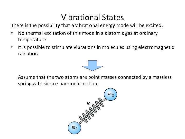 Vibrational States There is the possibility that a vibrational energy mode will be excited.