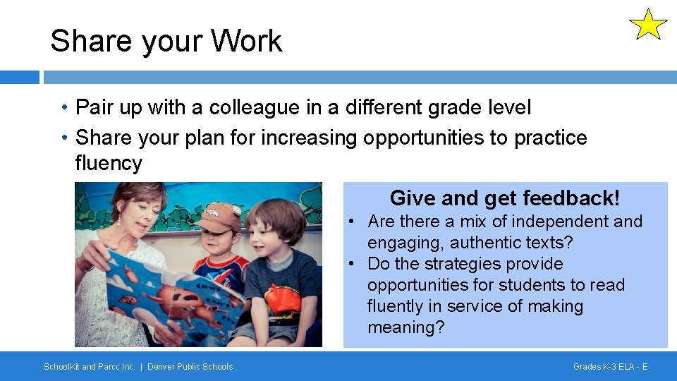 Share your Work • Pair up with a colleague in a different grade level