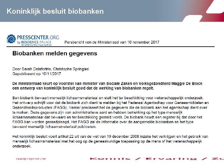 Koninklijk besluit biobanken 