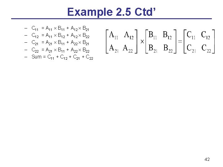 Example 2. 5 Ctd’ – – – C 11 = A 11 B 11