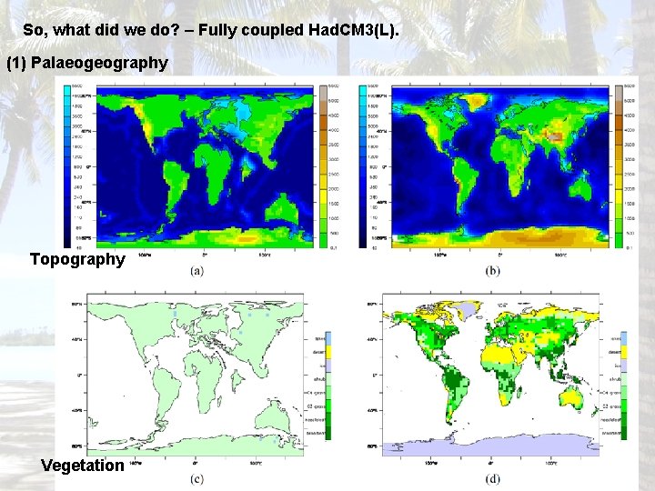 So, what did we do? – Fully coupled Had. CM 3(L). (1) Palaeogeography Topography
