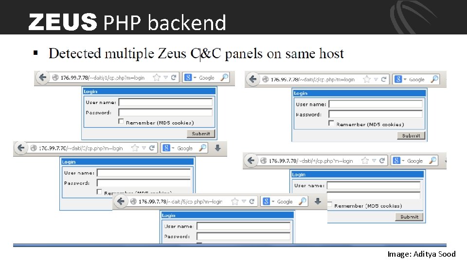 ZEUS PHP backend Image: Aditya Sood 