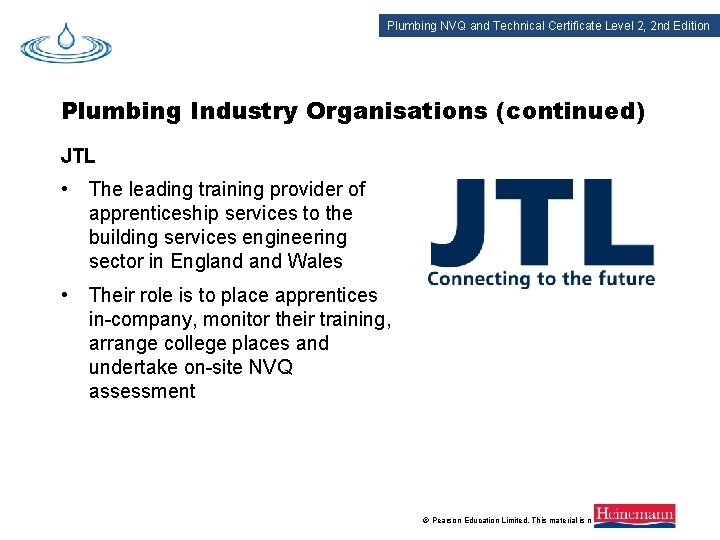 Plumbing NVQ and Technical Certificate Level 2, 2 nd Edition Plumbing Industry Organisations (continued)