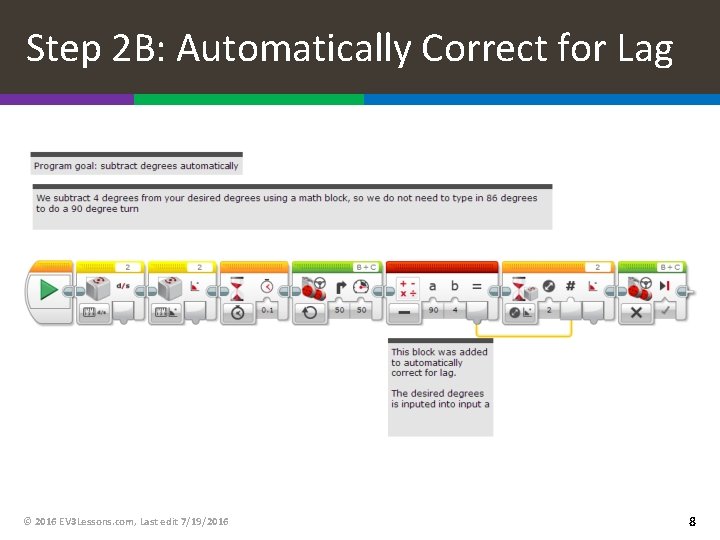 Step 2 B: Automatically Correct for Lag © 2016 EV 3 Lessons. com, Last