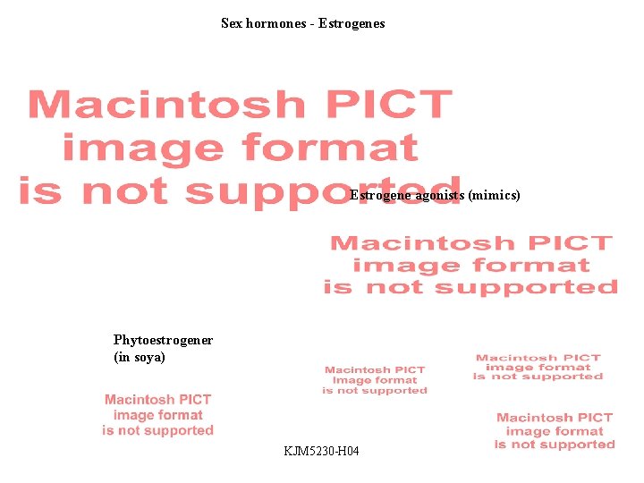 Sex hormones - Estrogenes Estrogene agonists (mimics) Phytoestrogener (in soya) KJM 5230 -H 04