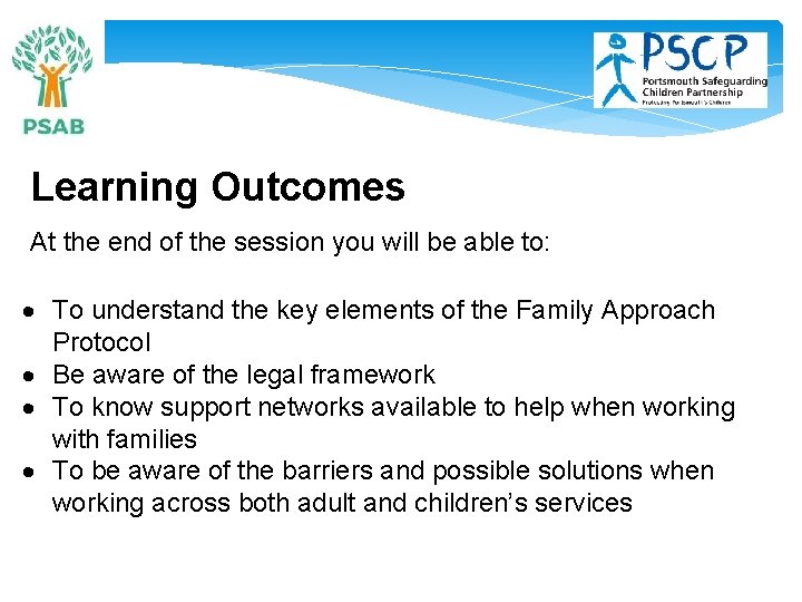 Learning Outcomes At the end of the session you will be able to: To