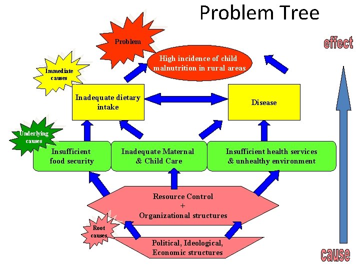 Problem Tree Problem High incidence of child malnutrition in rural areas Immediate causes Inadequate