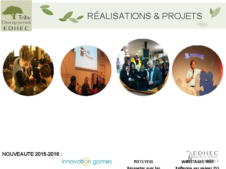 RÉALISATIONS & PROJETS NOUVEAUTE 2015 -2016 : POTS YESS 69 WIKISTAGES YESS 