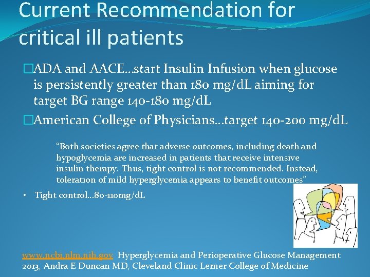Current Recommendation for critical ill patients �ADA and AACE…start Insulin Infusion when glucose is