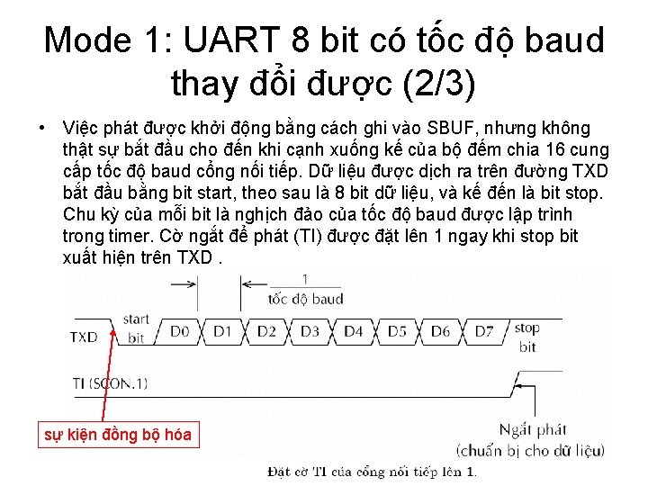 Mode 1: UART 8 bit có tốc độ baud thay đổi được (2/3) •