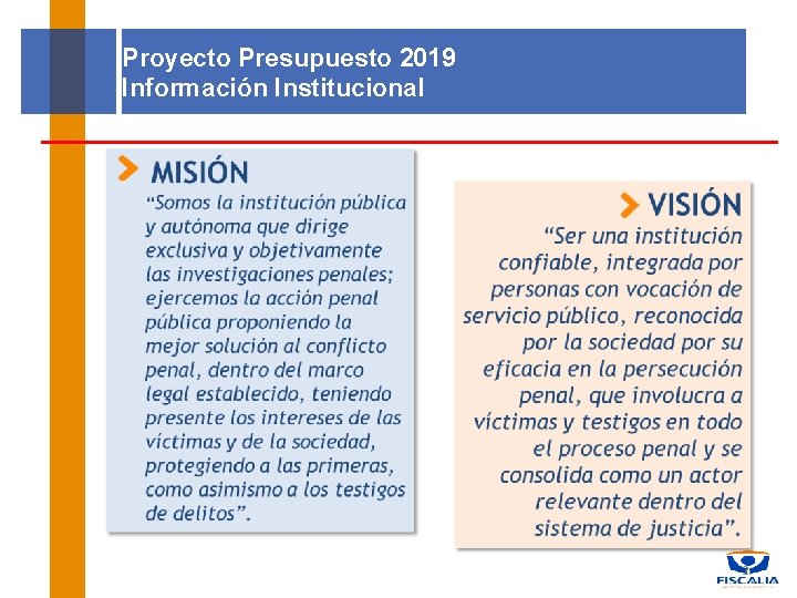 Proyecto Presupuesto 2019 Información Institucional 2 