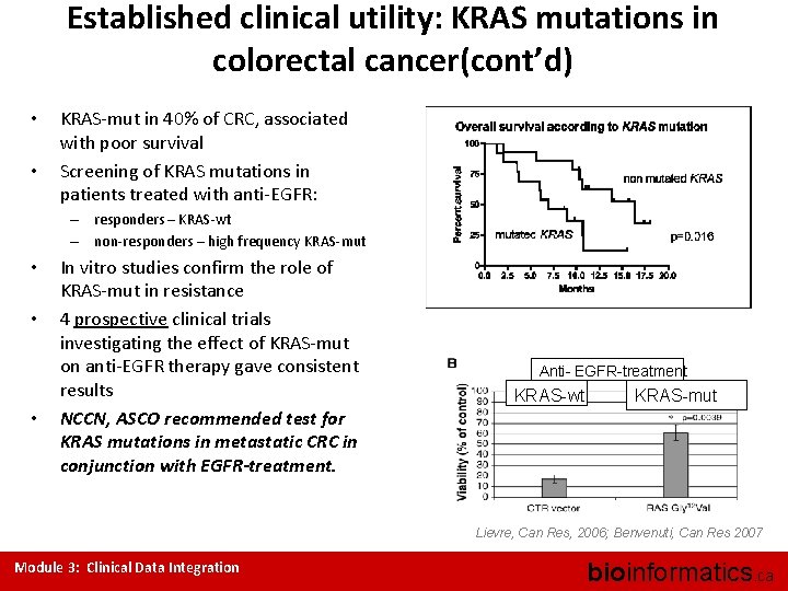 Established clinical utility: KRAS mutations in colorectal cancer(cont’d) • • KRAS-mut in 40% of