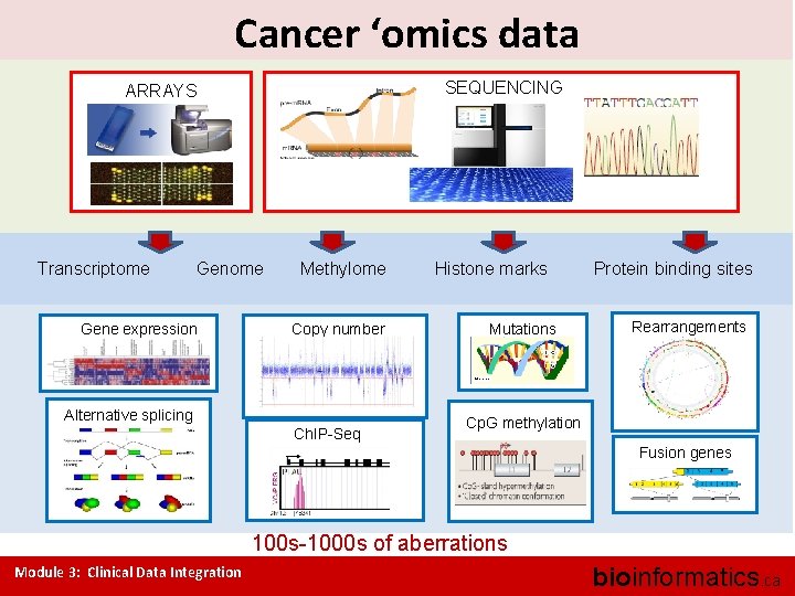 Cancer ‘omics data SEQUENCING ARRAYS Transcriptome Gene expression Methylome Copy number Alternative splicing Ch.