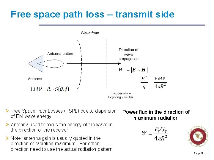 Free space path loss – transmit side Ø Free Space Path Losses (FSPL) due