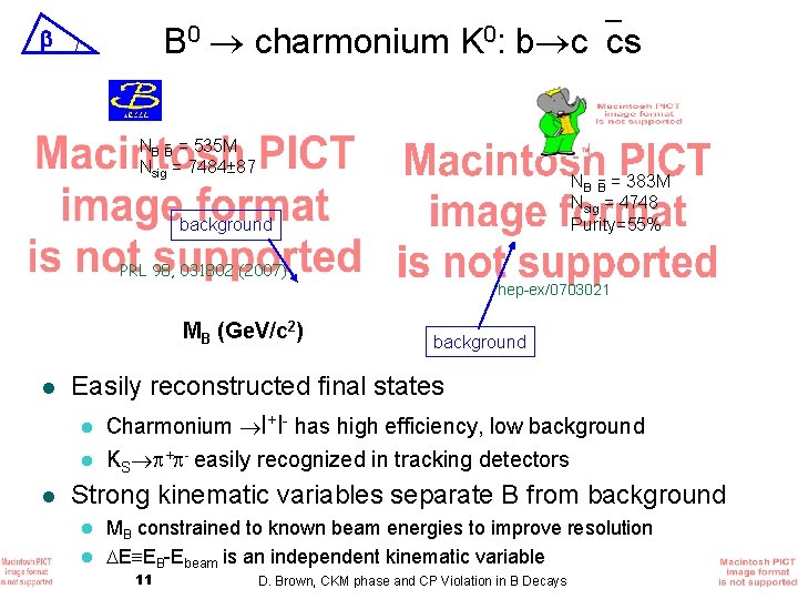 B 0 charmonium K 0: b c cs NB B = 535 M Nsig