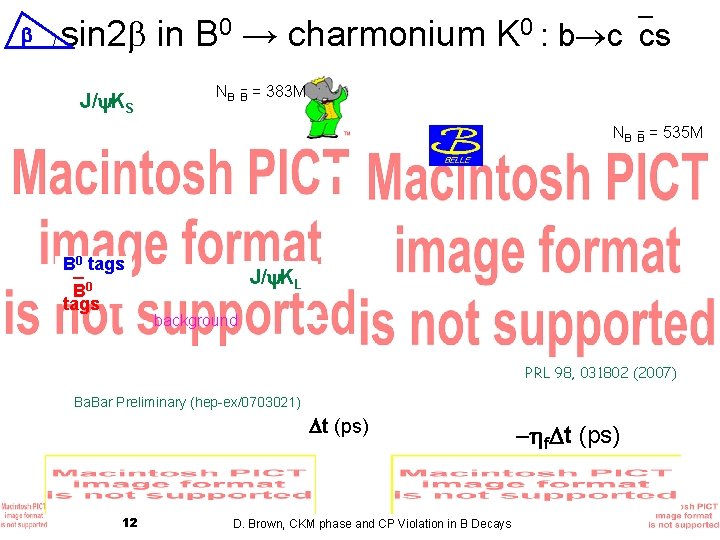  sin 2 in B 0 → charmonium K 0 : b c cs