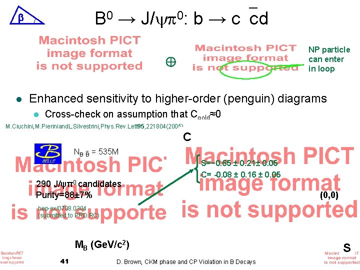 B 0 → J/ 0: b → c cd NP particle can enter in