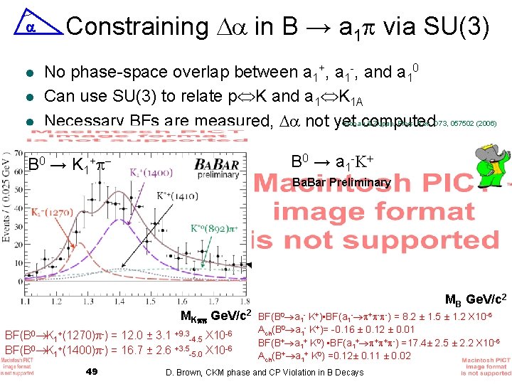  l l l Constraining in B → a 1 via SU(3) No phase-space