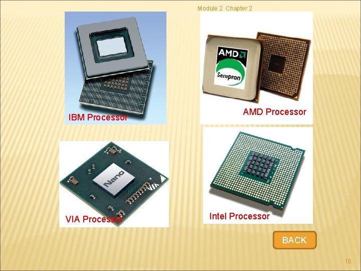Module 2 Chapter 2 IBM Processor VIA Processor AMD Processor Intel Processor BACK 16