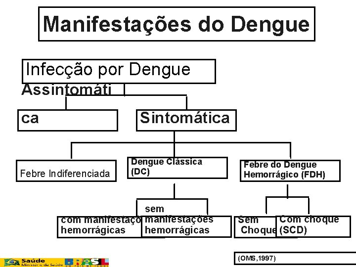 Manifestações do Dengue Infecção por Dengue Assintomáti Sintomática ca Febre Indiferenciada Dengue Clássica (DC)