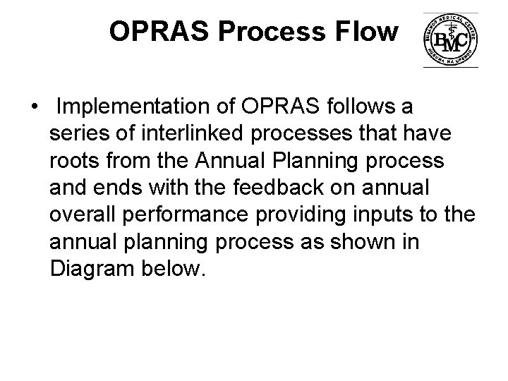 OPRAS Process Flow • Implementation of OPRAS follows a series of interlinked processes that