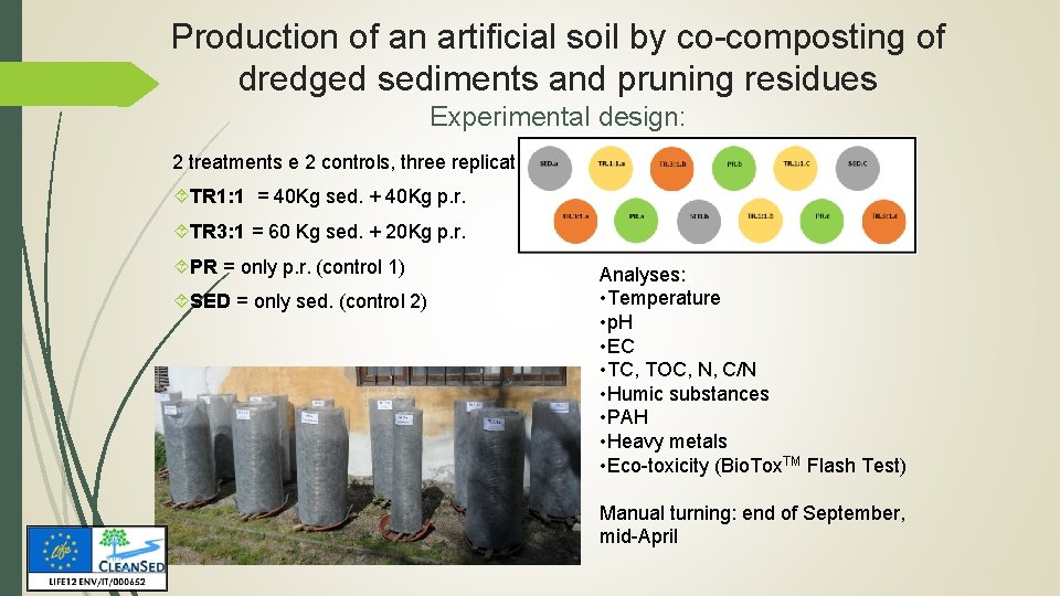 Production of an artificial soil by co-composting of dredged sediments and pruning residues Experimental