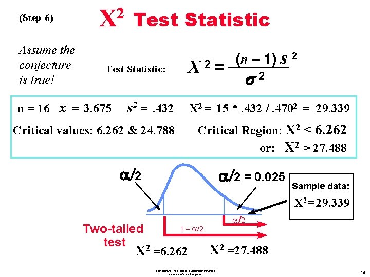 (Step 6) Assume the conjecture is true! X 2 Test Statistic X 2 =