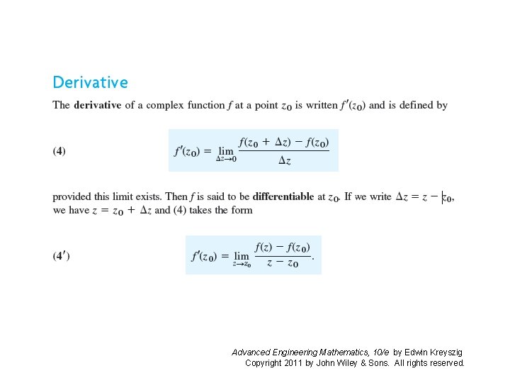 Advanced Engineering Mathematics, 10/e by Edwin Kreyszig Copyright 2011 by John Wiley & Sons. Advanced Engineering Mathematics, 10/e by Edwin Kreyszig Copyright 2011 by John Wiley & Sons.