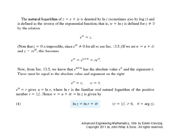 Advanced Engineering Mathematics, 10/e by Edwin Kreyszig Copyright 2011 by John Wiley & Sons.