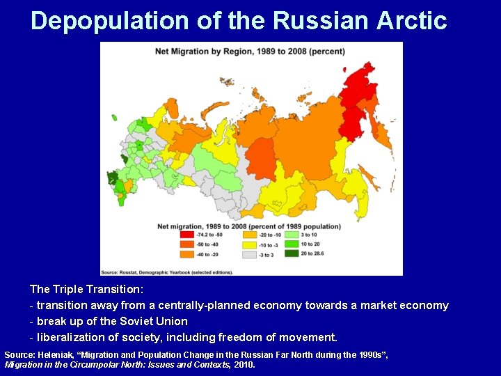 Depopulation of the Russian Arctic The Triple Transition: - transition away from a centrally-planned
