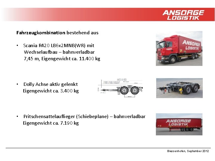 Fahrzeugkombination bestehend aus • Scania R 420 LB 6 x 2 MNB(WR) mit Wechselaufbau