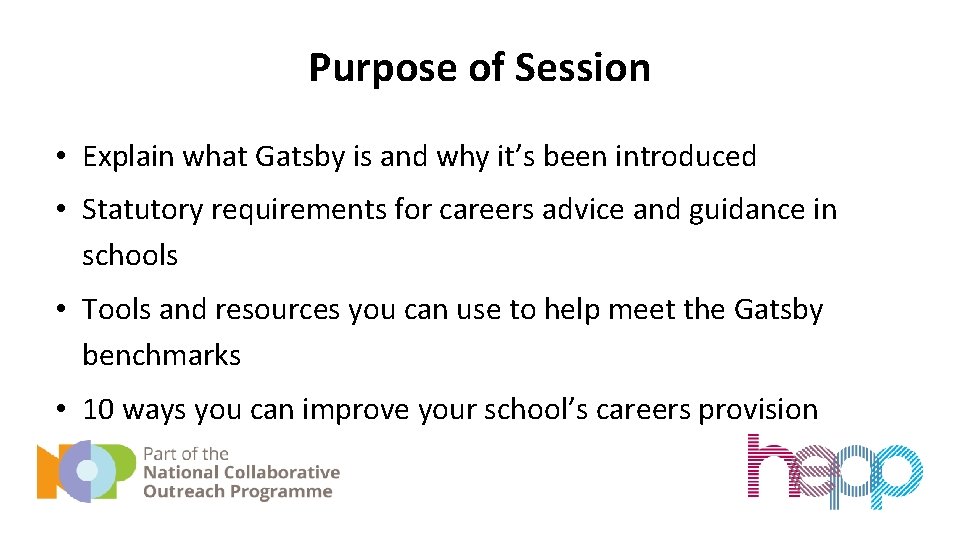 Purpose of Session • Explain what Gatsby is and why it’s been introduced •