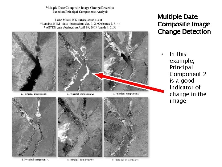 Multiple Date Composite Image Change Detection • In this example, Principal Component 2 is
