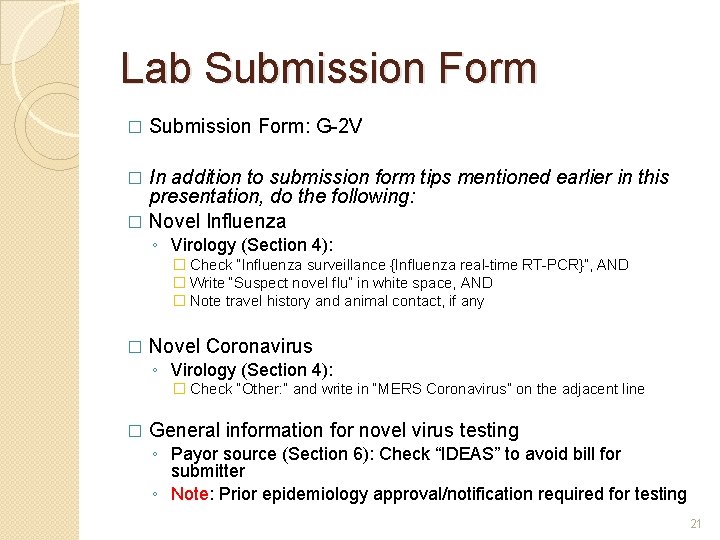 Lab Submission Form � Submission Form: G-2 V In addition to submission form tips