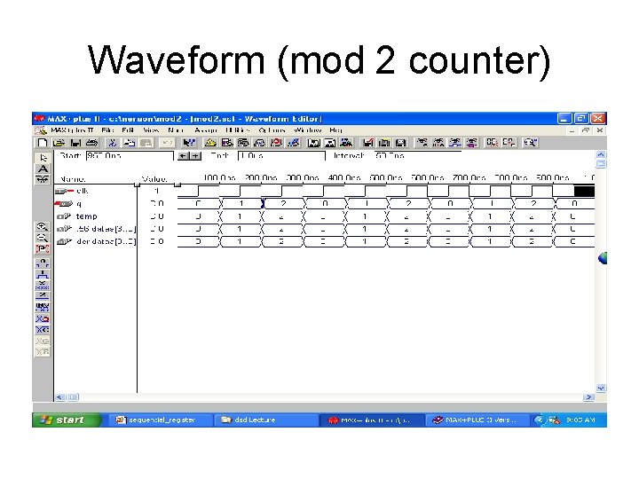 Waveform (mod 2 counter) Waveform (mod 2 counter)